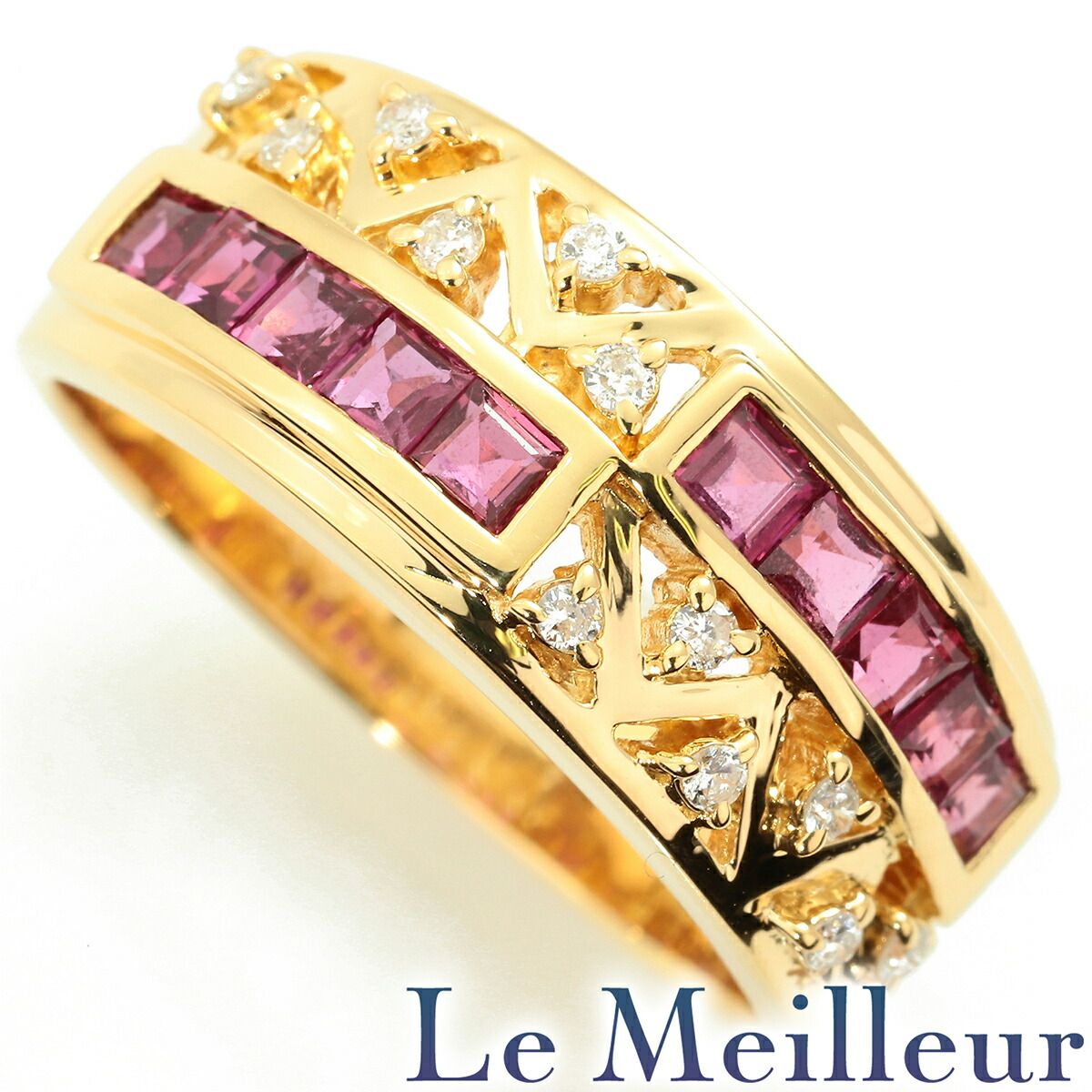 ダイヤモンド×ルビー リング K18YG 0.94ct 0.36ct 4.7g