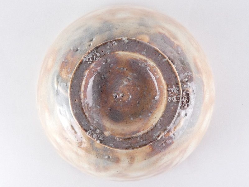 清宮】山根清玩 造「萩茶碗」共箱 幅 約13.3cm 高さ 約7.8cm 茶道具