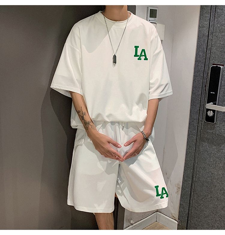 11色 セットアップ Tシャツ+ハーフパンツ ロゴ入り 韓国 セットアップ ロゴ 半袖 Tシャツ × ハーフパンツ 韓国 4色 n926