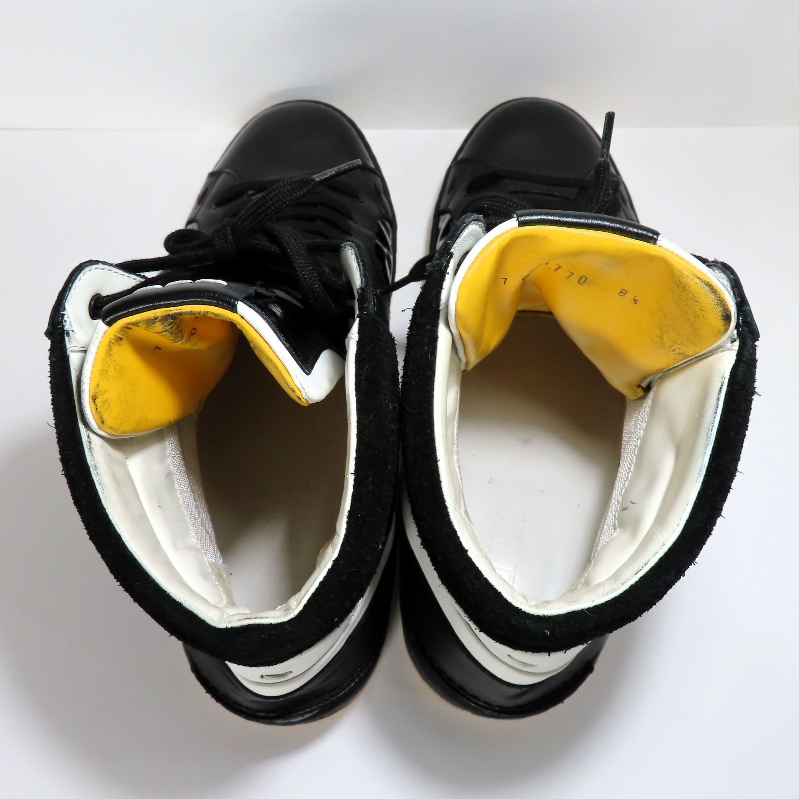 美品 FENDI フェンディ レザー×パテント ハイカットスニーカー 27.5cm 