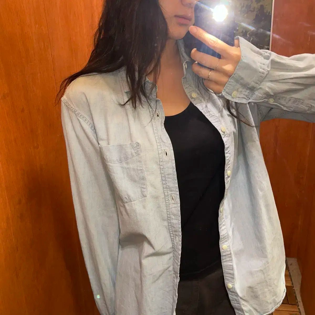GAP デニムシャツ 古着 ギャップ オールドギャップ - L DENIM 長袖 サイズ スカイブルー デニム 長袖シャツ シャツ 青 メルカリ