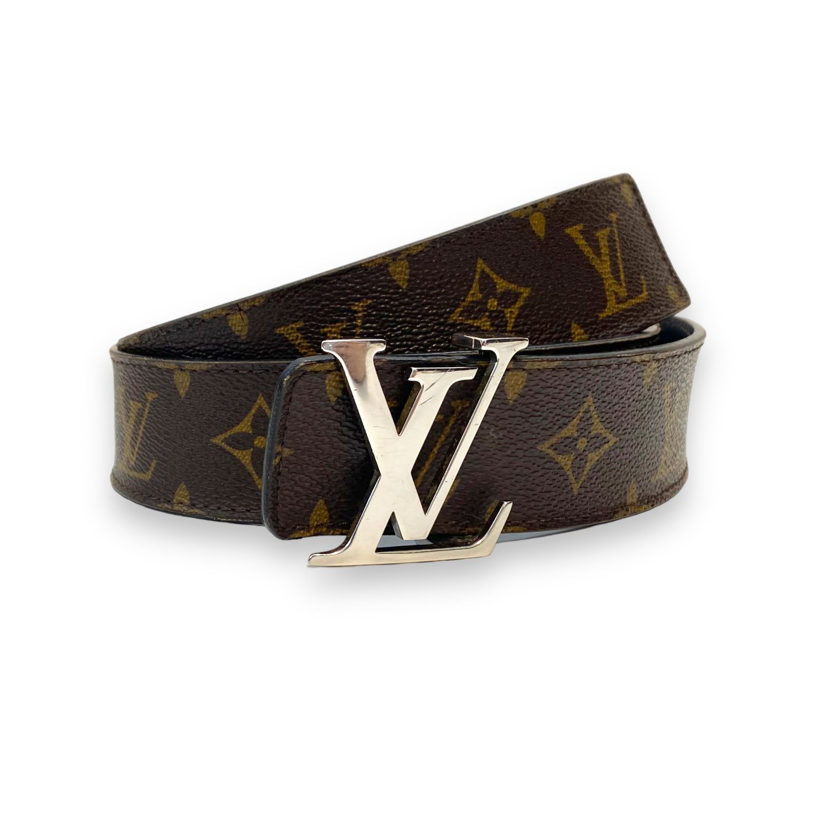 ルイヴィトン LOUIS VUITTON ベルト 茶 ブラウン シルバーバックル PVC