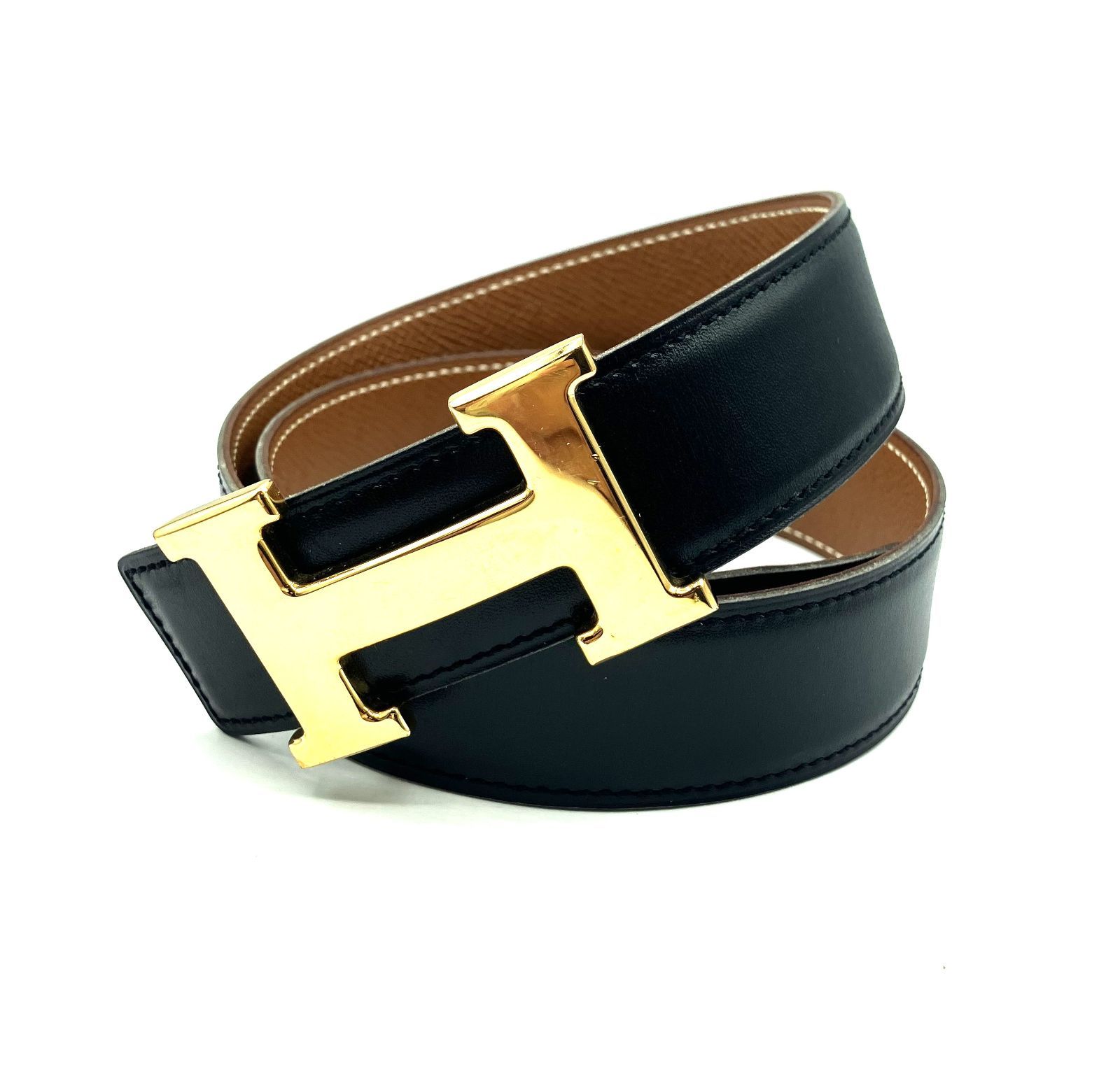 鑑定済み エルメス HERMES コンスタンス リバーシブル ベルト クシュベル ボックスカーフ 65