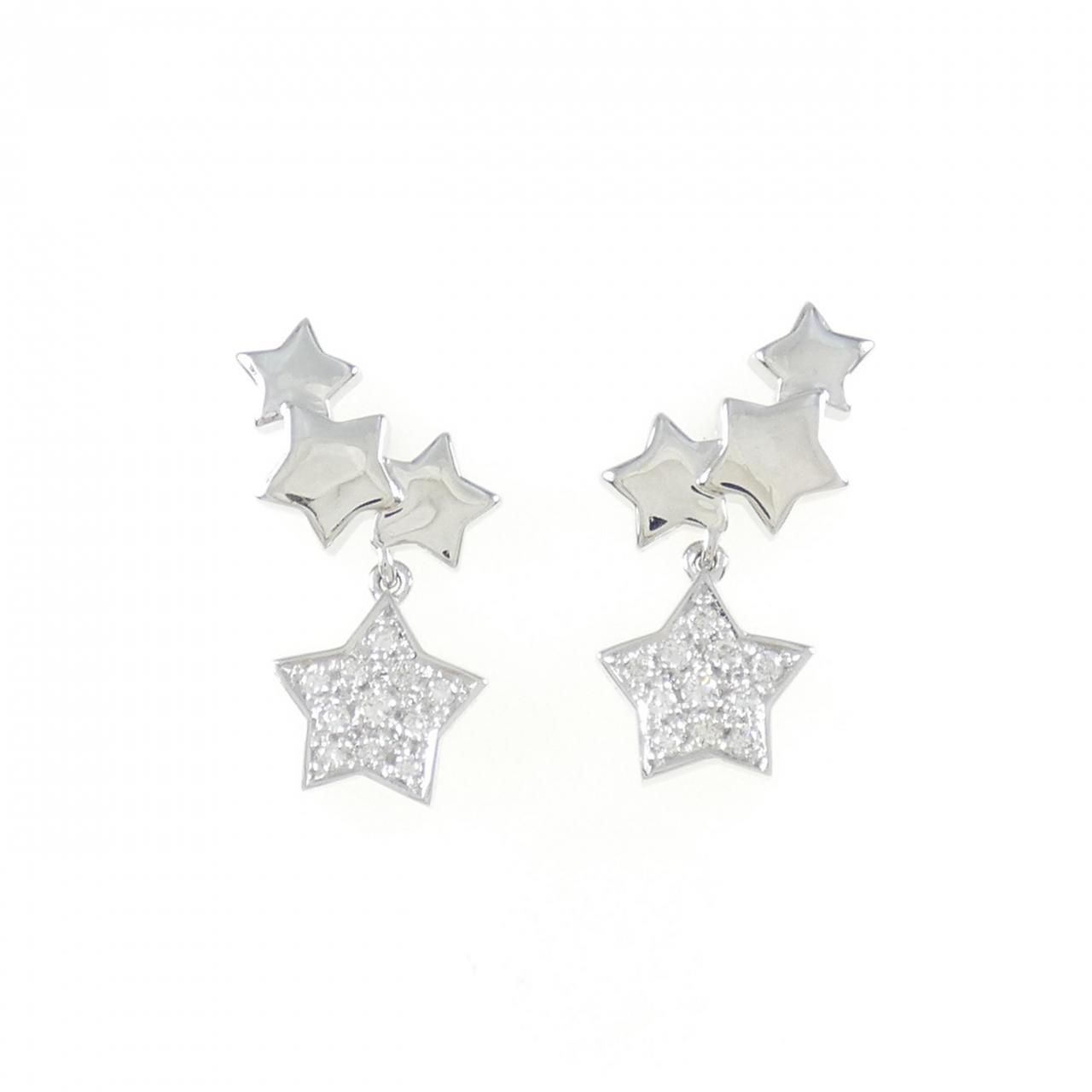 K18WG スター ダイヤモンド ピアス 0.24CT