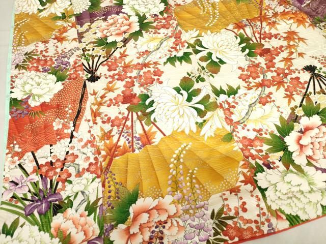 平和屋着物□豪華振袖 檜扇花文 金彩 正絹 逸品 AAAX2118ma