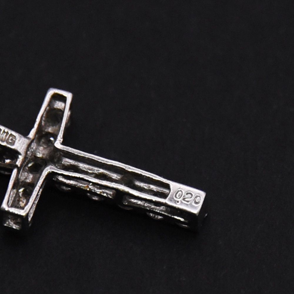 K14WG ダイヤ　クロス　十字架 K14WG 0.2ct ダイヤモンド ペンダントトップ クロス 十字架 0.3g