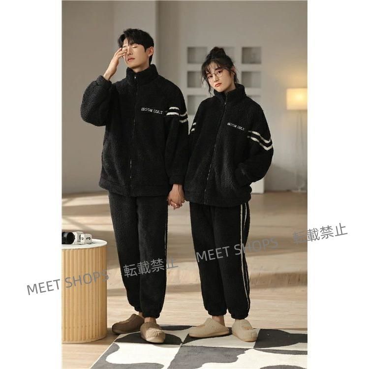 ♥ ペアパジャマ 冬 もこもこ カップル ペア ルームウェア セット 前開き 長袖 ペアパジャマ モコモコ メンズ ペアパジャマ カップル 秋冬 結婚祝い プレゼント ペ ddhc69 WWW_MORNINGWALKER_COM