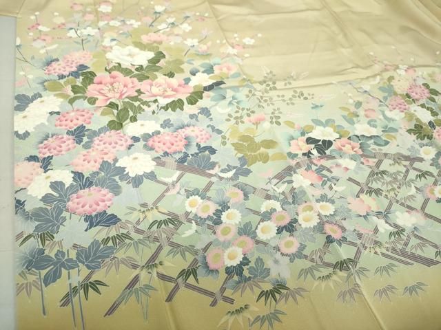 平和屋着物○訪問着 友禅 作家物 籬花文 暈し染め 正絹 逸品