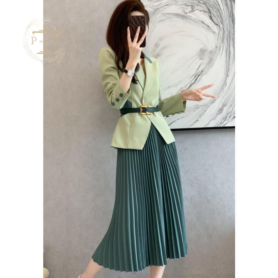 長袖 プリーツスカート
