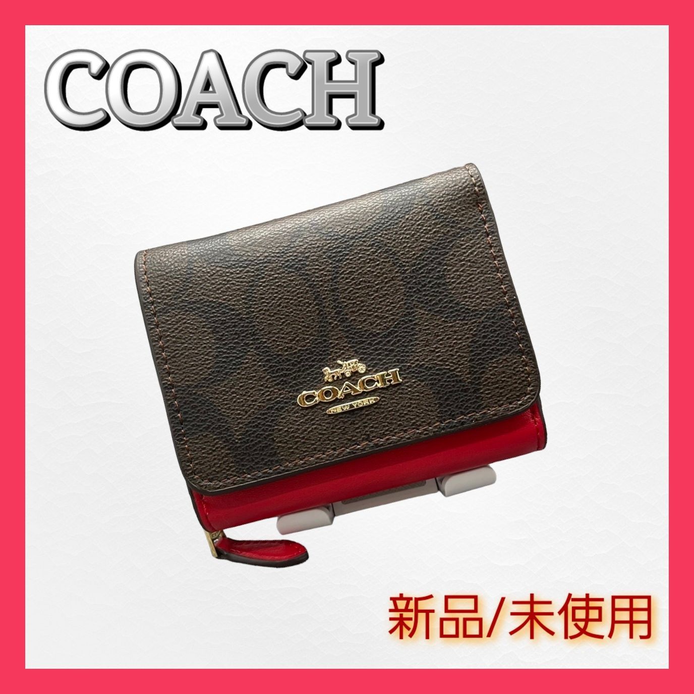 残りわずか】 coach 折財布 鮮やかなオシャレホワイトシグネチャー