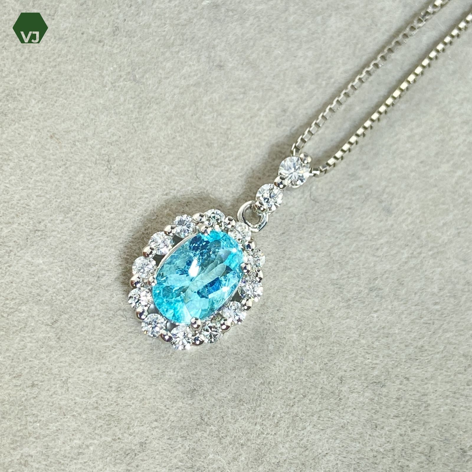 27-05】パライバトルマリン ダイヤモンド ネックレス 0.891ct D0.38ct 
