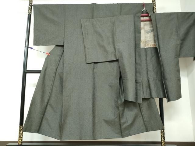 平和屋着物●男性 紬 アンサンブル 長羽織 ており 山家紬 120亀甲 総詰め 反端付き 正絹 DAAW5466ud