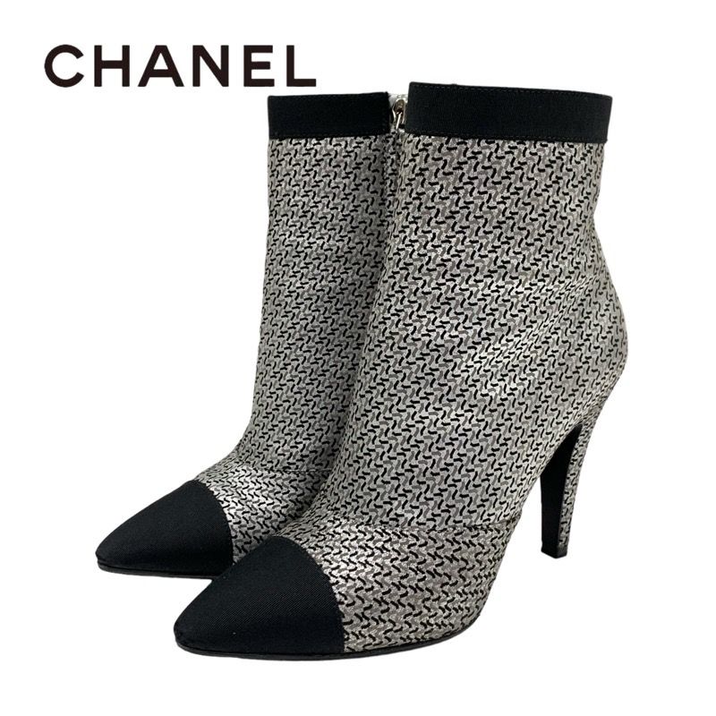 シャネル CHANEL ブーツ ショートブーツ 靴 シューズ ファブリック 
