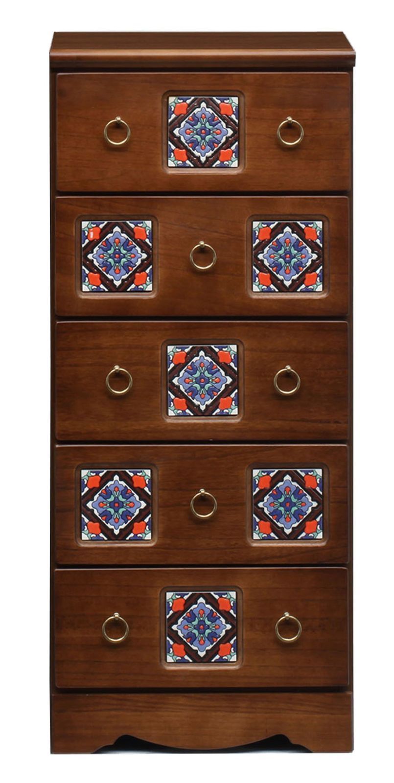 在庫セール nakakei チェスト スパニッシュ 大川家具 45cm幅5段 ブラウン 172957