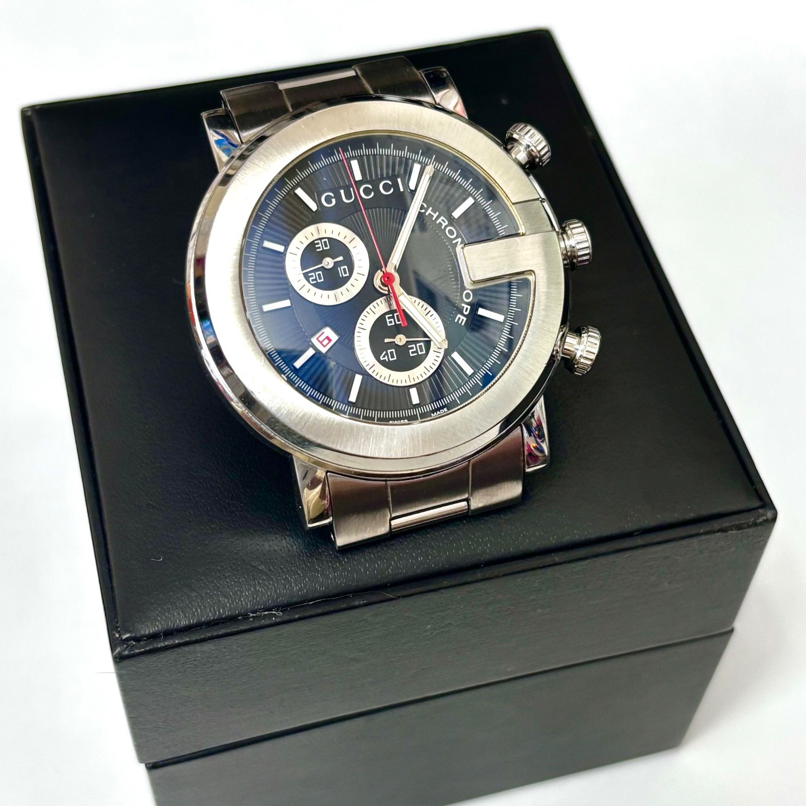 上 GUCCI グッチ 101M Chronograph モデル YA101309 クオーツ腕時計 稼働品 ワンオーナーユーズド品 AYA 1250804015005MTM