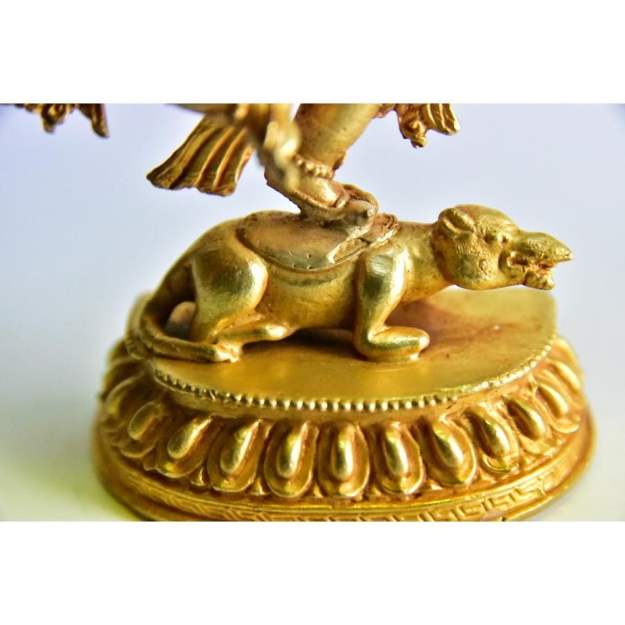 12手 ダンシングガネーシャ 歓喜天 銅製金箔鍍金 ネパールパタン