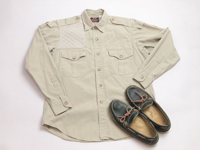 Pre LANDS’ END時代 1980年代後半 アメリカ製 赤ラベル ビンテージ Willis - Geiger WG-S009 ブッシュ シューティング シャツ BUSH SHOOTING SHIRT サイズM タン