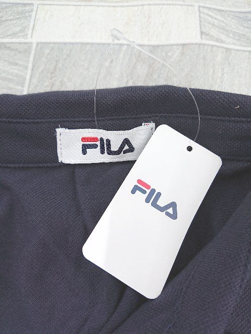 ◇ ◎ ●未使用● FILA フィラ タグ付き スキッパー 半袖 ロング ワンピース サイズL ネイビー レディース P  【1406180055295】