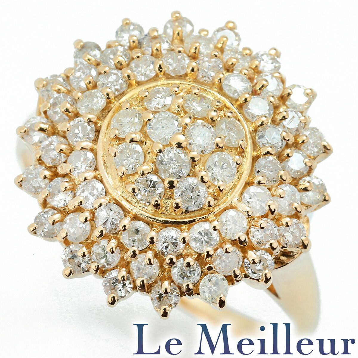 フラワーデザインリング 指輪 ダイヤモンド K18 13号 中古 プレラブド  