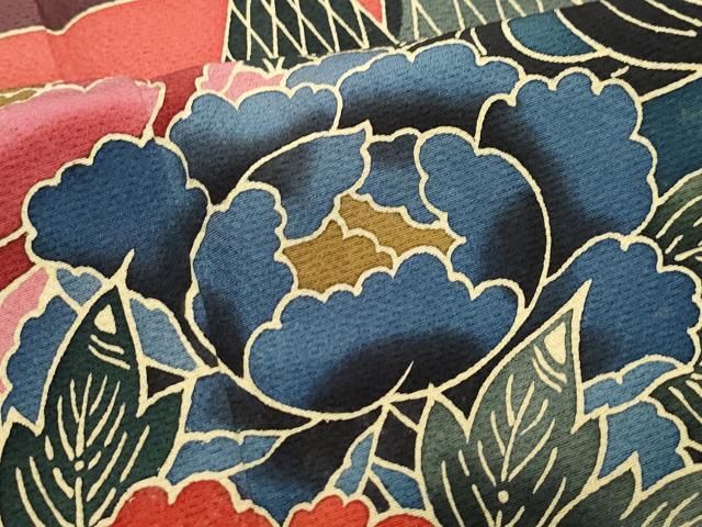 平和屋着物○豪華振袖 型染め 紅型 舞蝶風景花鳥文 正絹 逸品  