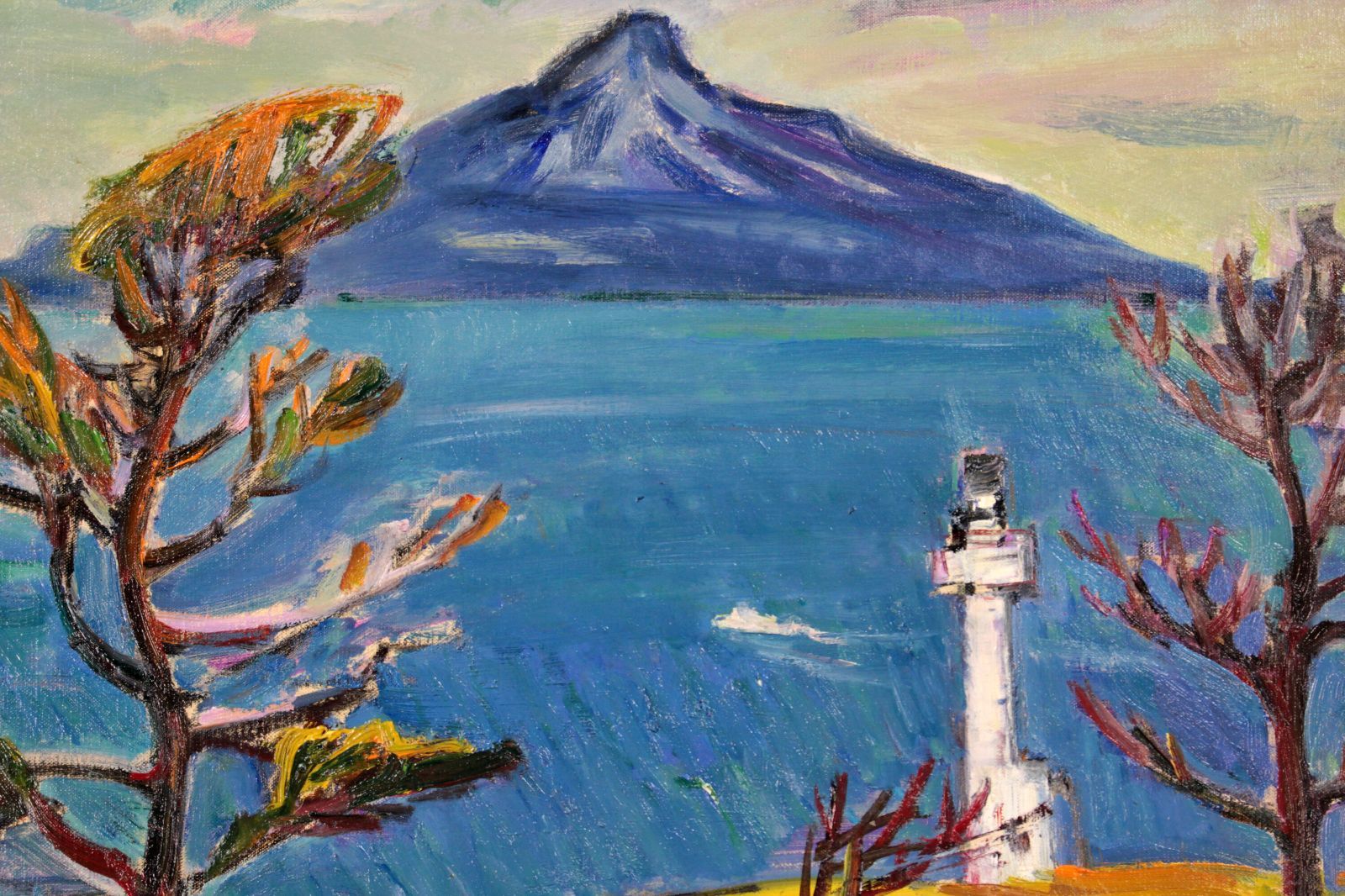 藤本東一良『利尻富士（レブン島にて）』油彩画【真作保証】 絵画 藤本東一良 『利尻富士（レブン島にて）』 油彩画 - 北海道画廊