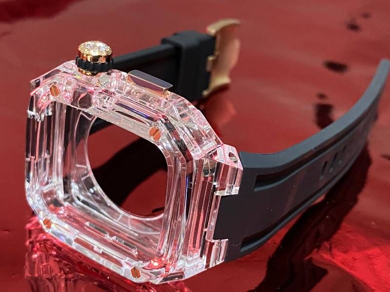 アップルウォッチケース互換性対応カバー キラキラ ピュアクリア ベルトバンドセット45 44 41 40 mm series4 5 6 7 8 9 se1 2 3