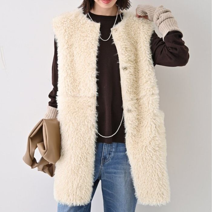 SLOBE IENA ボアスタンドベスト ベージュ SLOBE IENA（スローブイエナ