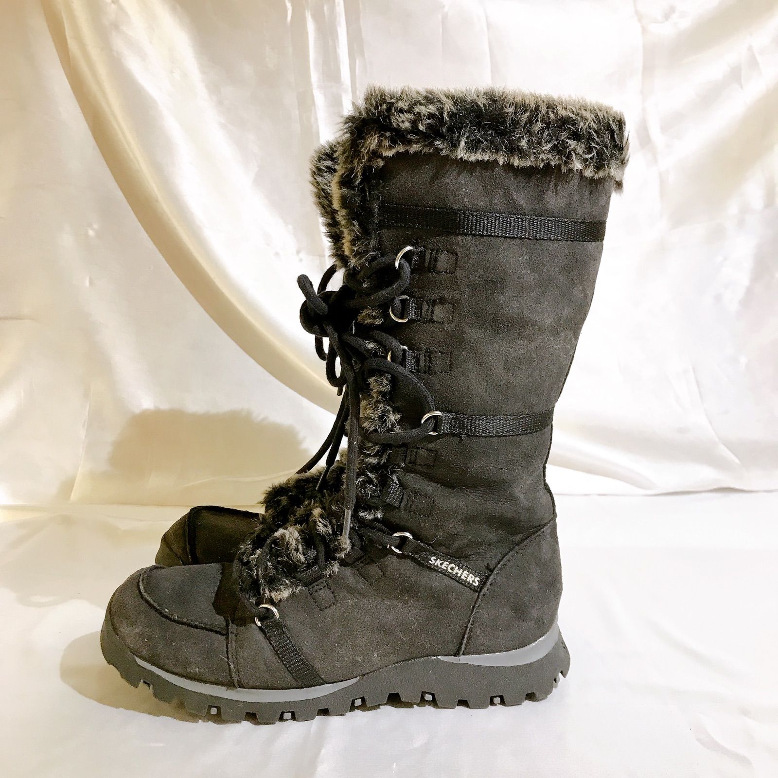 美品】 SKECHERS mouton fur long boots スケッチャーズ ムートン