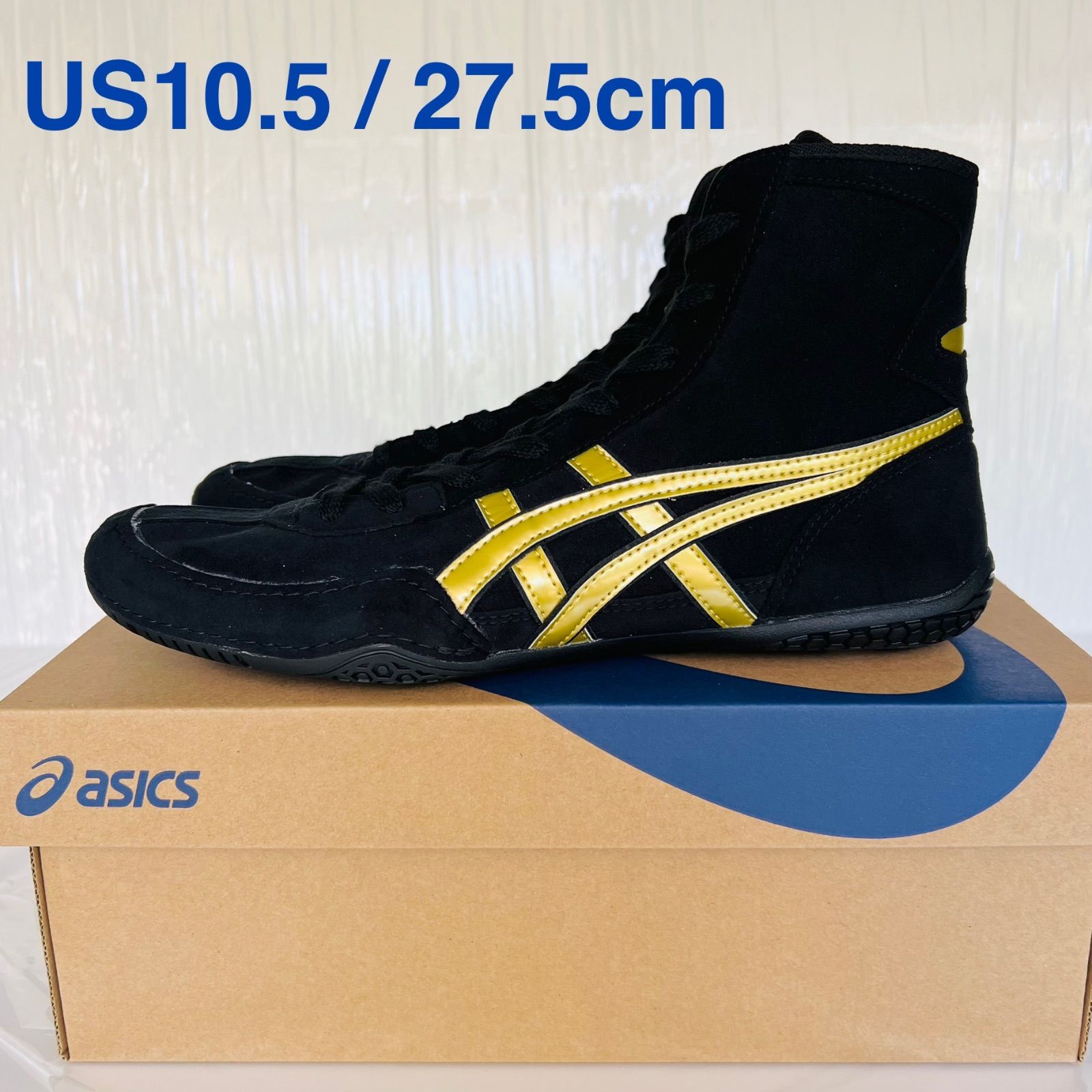 アシックス asics レスリングシューズ スペシャルオーダー 1083A001 EX-EO TWR900 後継品 ブラック x ゴールド サイズ US10.5 | 27.5cm