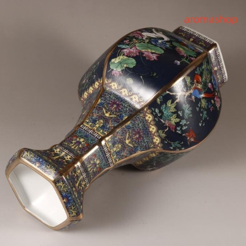 琺瑯彩蒔花鳥六方花瓶 景徳鎮 陶磁器 装飾品 工芸品 置物 琺瑯彩蒔花鳥六方花瓶 景徳鎮 陶磁器 装飾品 工芸品 置物 - メルカリ