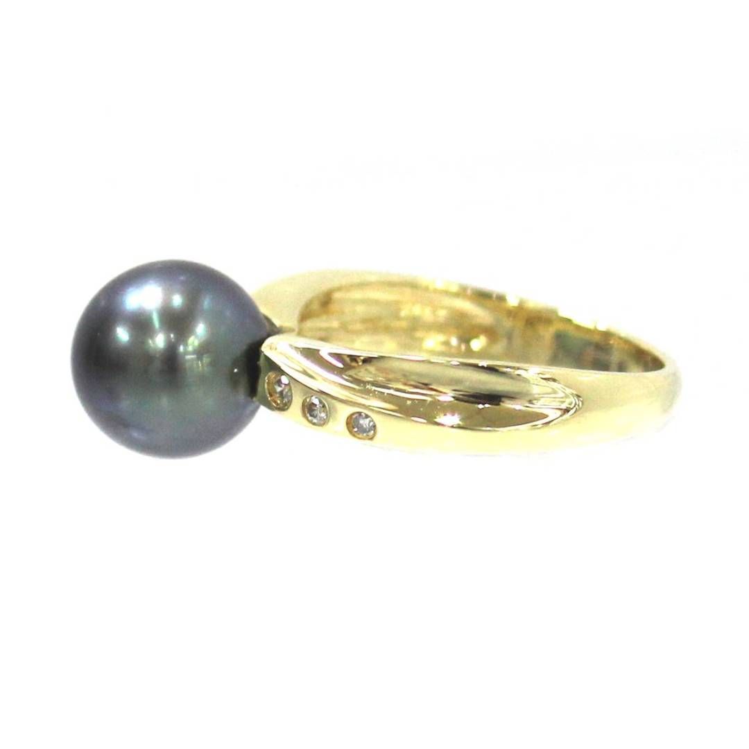 K18 タヒチ パール 真珠 ダイヤリング 指輪 12号 9.0mm 0.07ct 4.4g KA 磨き仕上げ品 Aランク - メルカリ