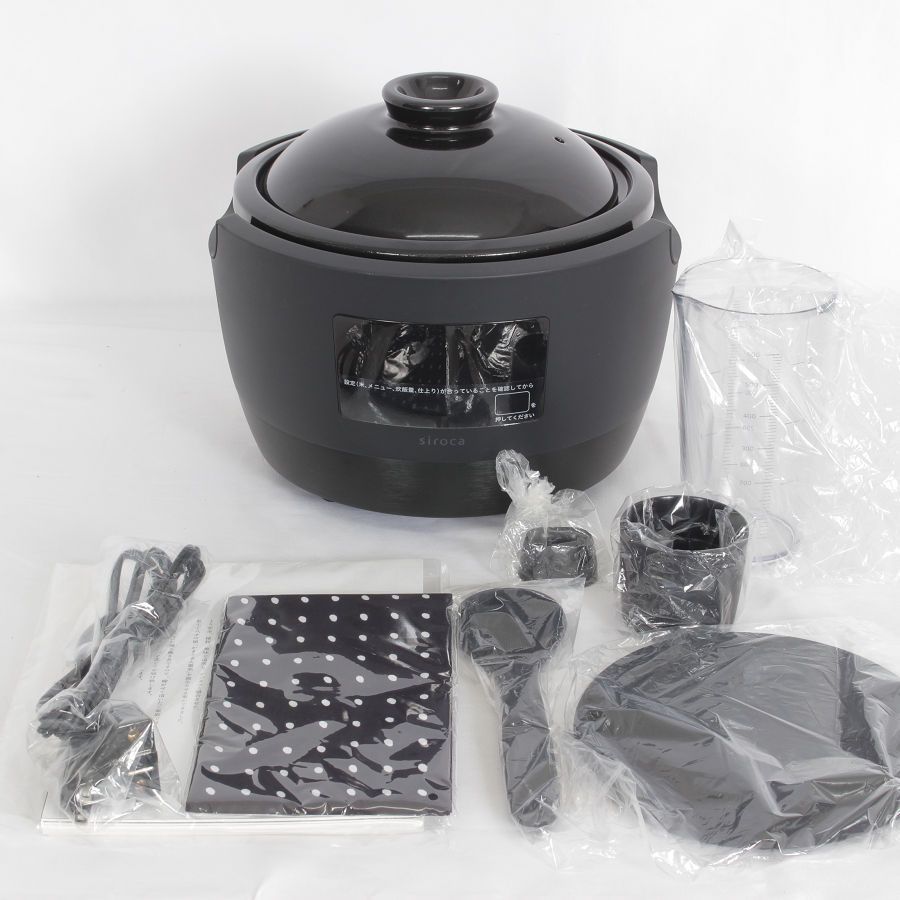未使用】シロカ かまどさん電気 SR-E111 全自動炊飯土鍋 ブラック 炊飯