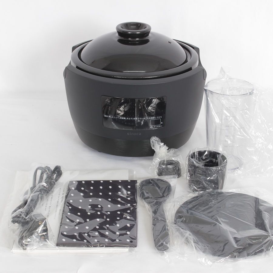 未使用】シロカ かまどさん電気 SR-E111 全自動炊飯土鍋 ブラック 炊飯 