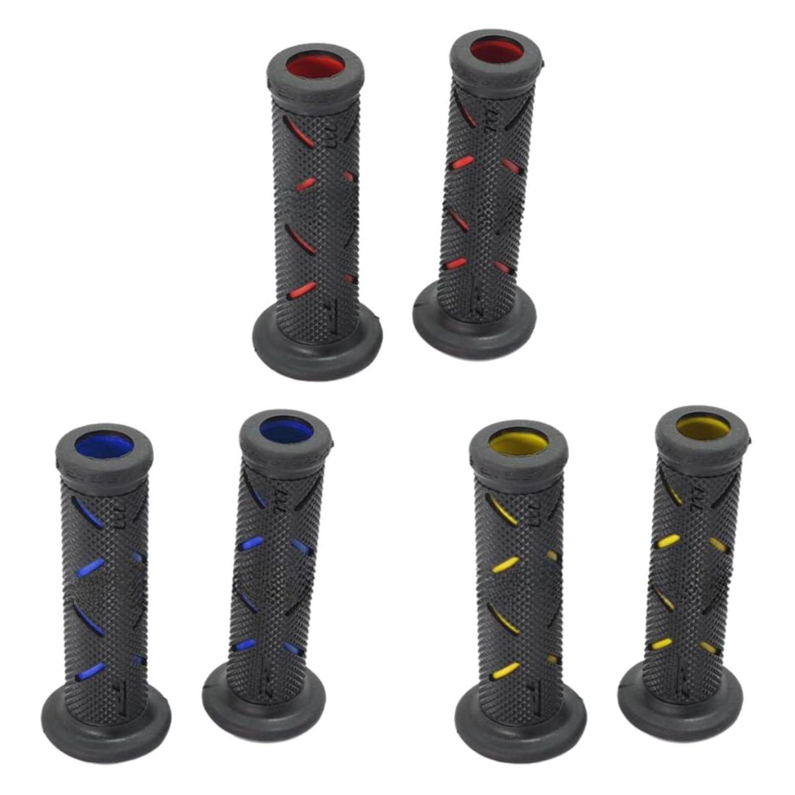SES H.I.S バイク グリップ ハンドルグリップ バイクグリップ ゴム ドライブ レース ハンドル オートバイ 3個セット レッド ブルー イエロー [3個セット レッド＆ブルー＆イエロー]
