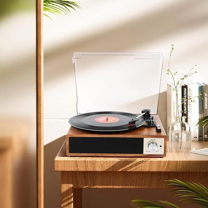 レコードプレーヤー レトロデザイン スピーカー内蔵 - メルカリ
