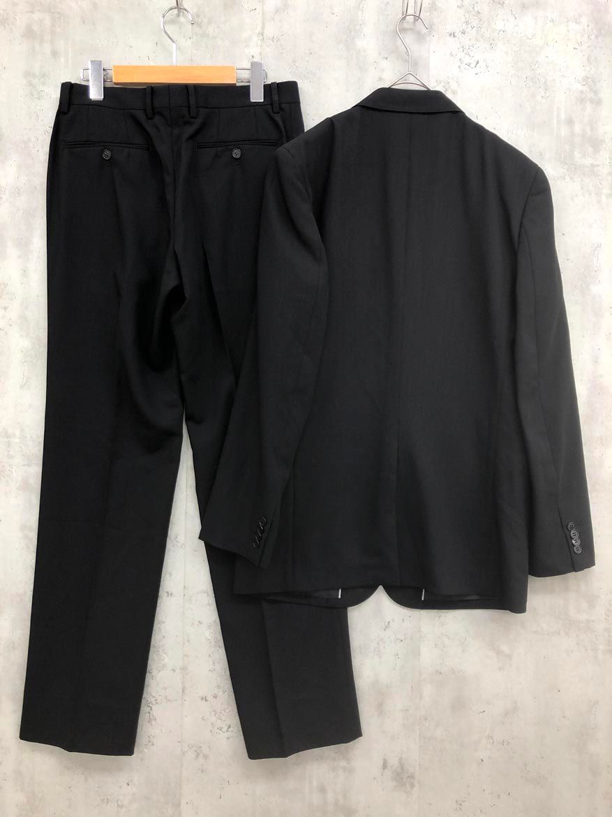 COMME CA DU MODE コム サ デ モード 毛100％ 3釦 薄手 フォーマル セットアップ ジャケット パンツ スーツ size3 黒 メンズ