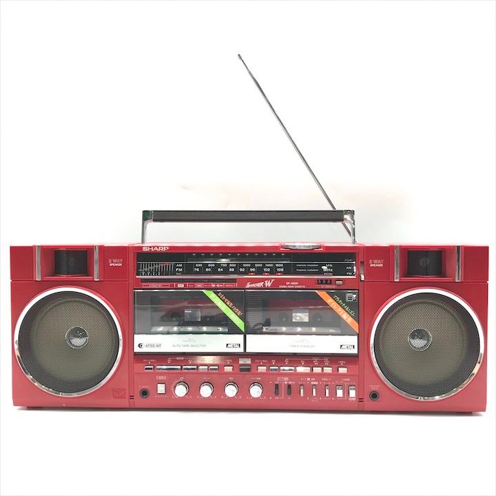 SHARP シャープ GF-490R ダブル ラジカセ 音響機器 オーディオ ラジオ受信 昭和レトロ 稼働品 レッド m15078