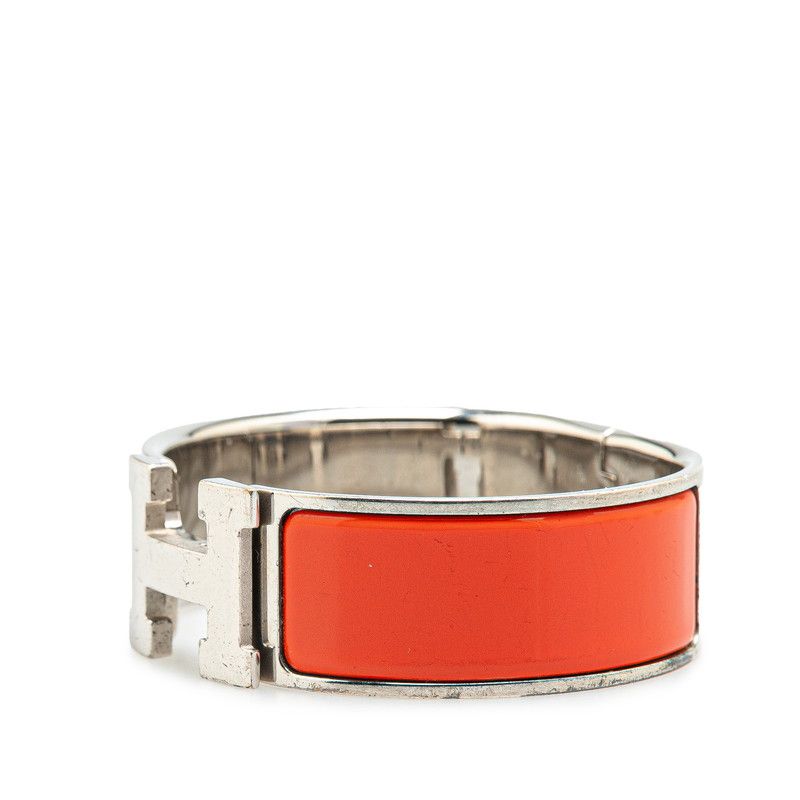 エルメス Hバングル クリッククラックPMオレンジ×シルバー HERMES 中古品 エルメス Hバングル クリッククラックPM