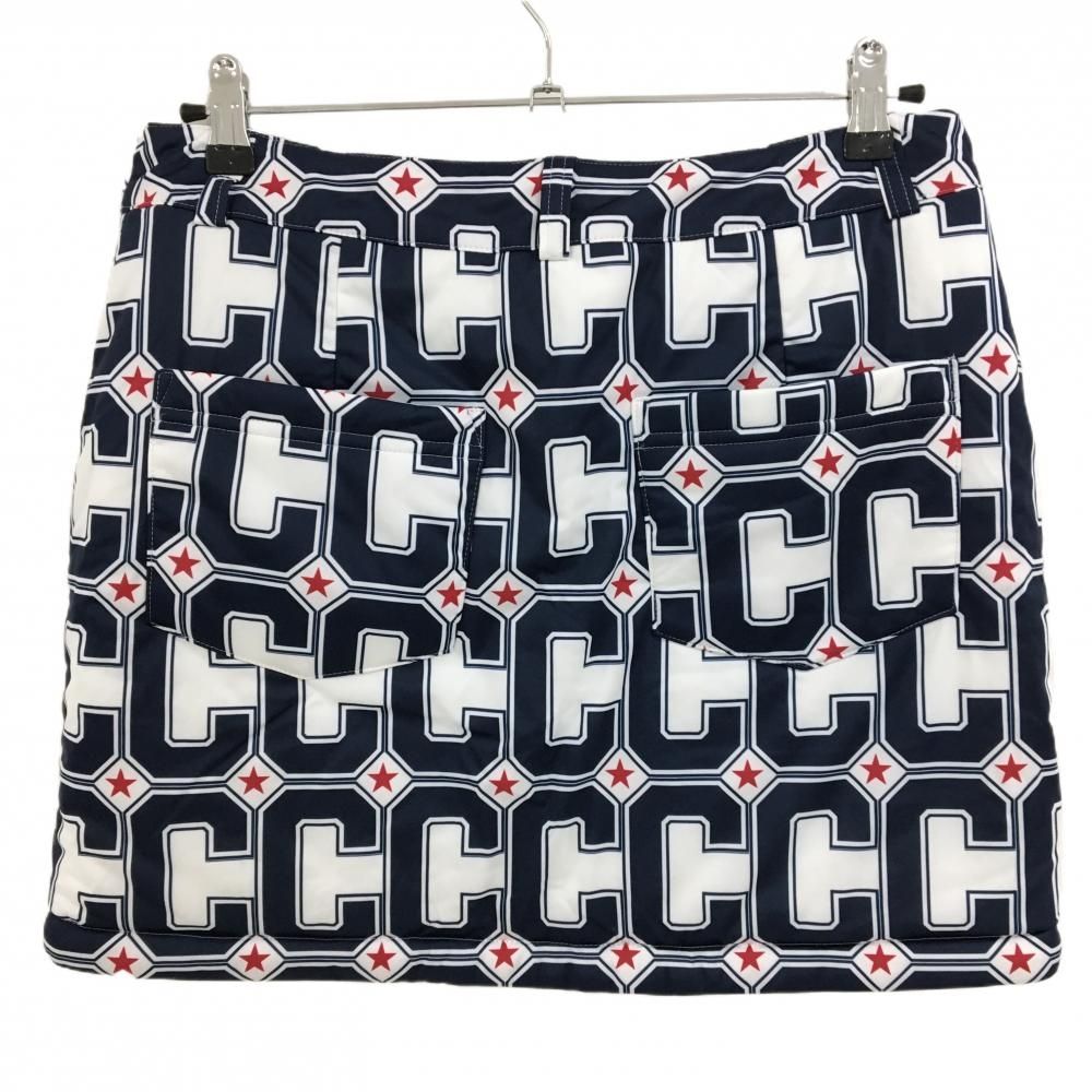 キャロウェイ 中綿リバーシブルスカート 白×ネイビー 背面一部星柄 片面ロゴ総柄 ストレッチ レディース L ゴルフウェア Callaway LLC-HASEGAWATOSO_COM
