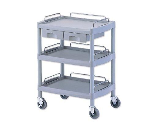 2営業日で発送 アズワン プラスチックワゴン3段 引出し2個･ガ ドレ ル付き 655×455×825mmNCN80389088-8723-02