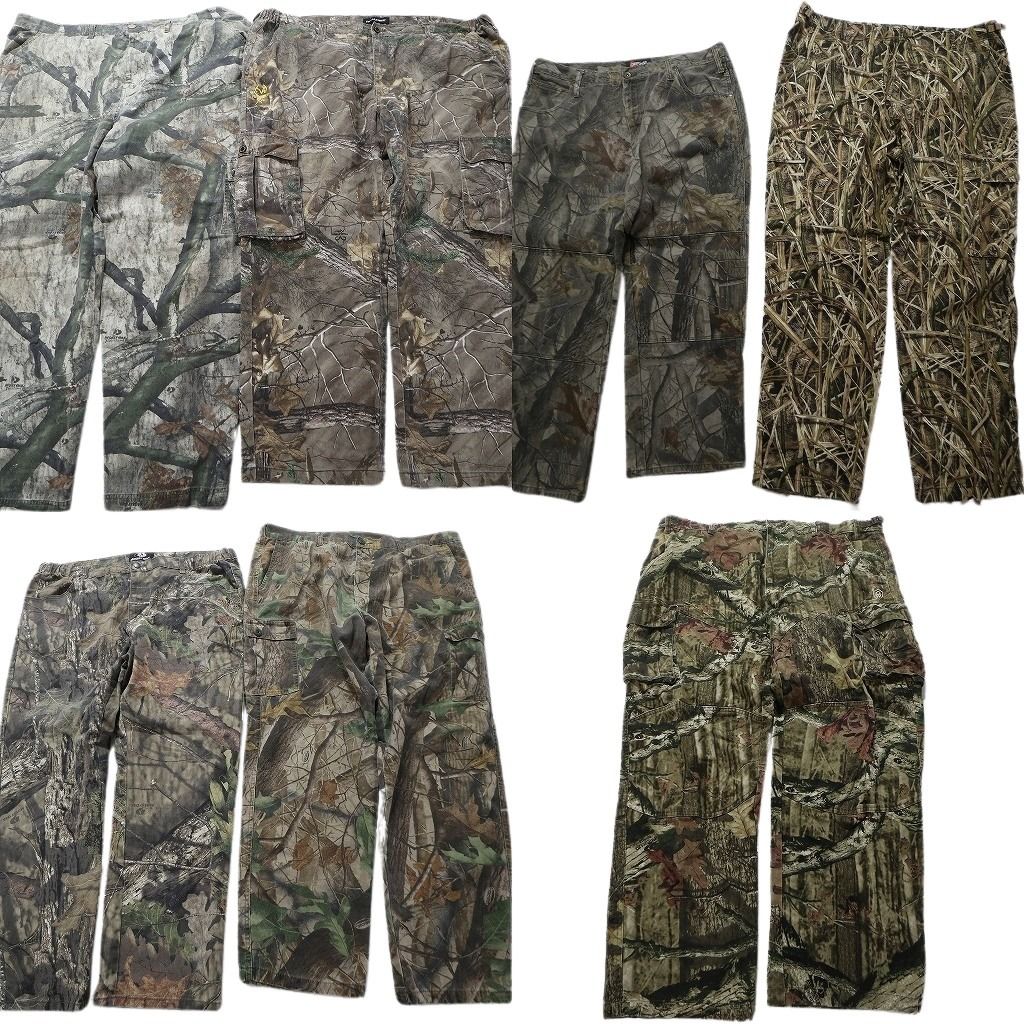 古着卸 まとめ売り 迷彩柄 パンツ 7枚セット (メンズ XL /2XL /3XL ) リアルツリーカモ カーゴパンツ アメカジ ダブルニー MU6753