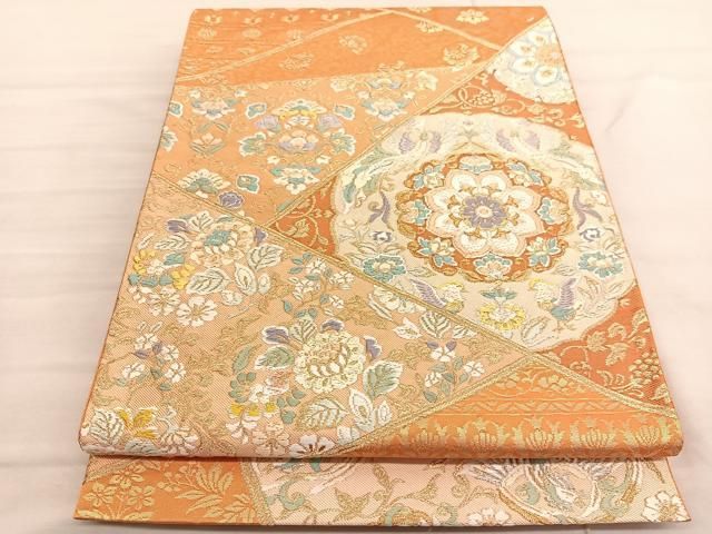 正絹 六通袋帯 三越【宝彩唐織 宝尽くし 花】