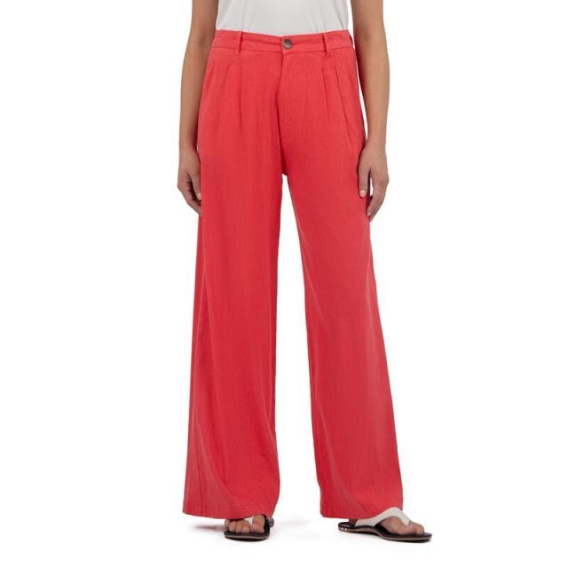 【送料無料】 カットフロムザクロス レディース カジュアルパンツ ボトムス Ryan - High-Rise Wide Straight Leg Front Pleats Watermelon