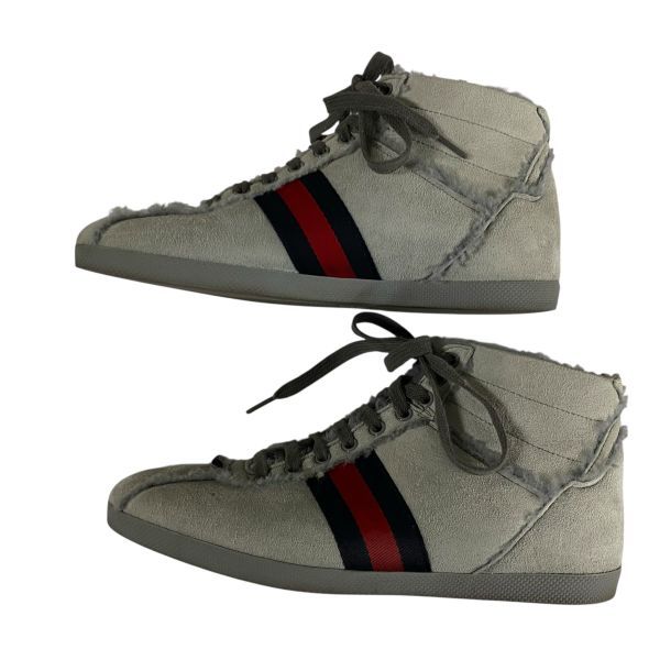 ○ グッチ GUCCI ムートン ハイカットスニーカー シェリーライン ボア