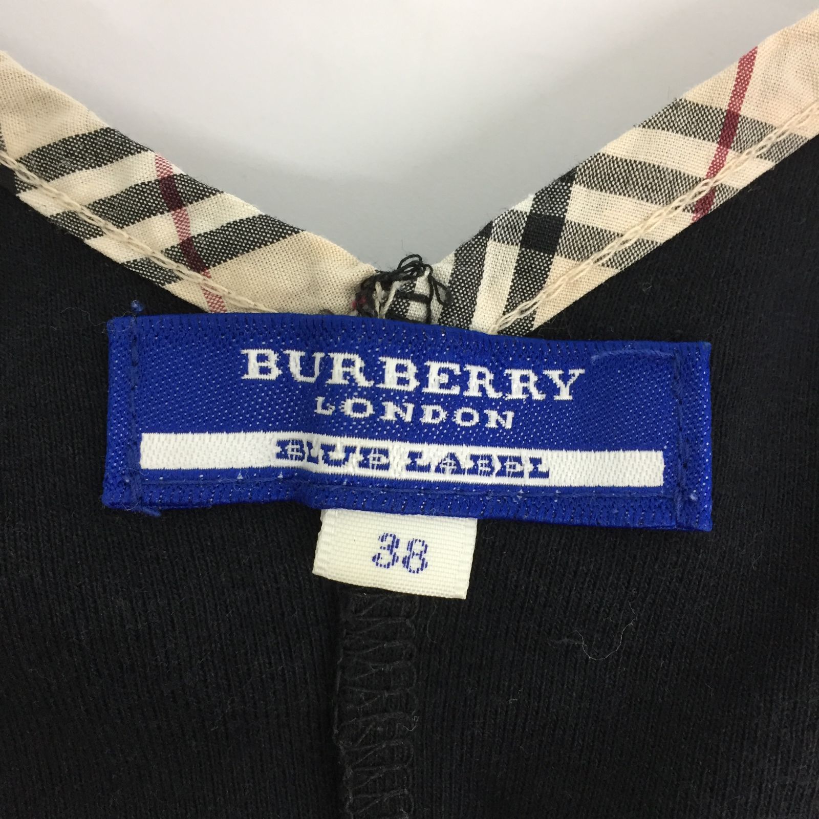 バーバリーブルーレーベル ノバチェック柄タンクトップ 背中リボン 38 BURBERRY BLUE LABEL バーバリーブルーレーベル タンクトップ バック