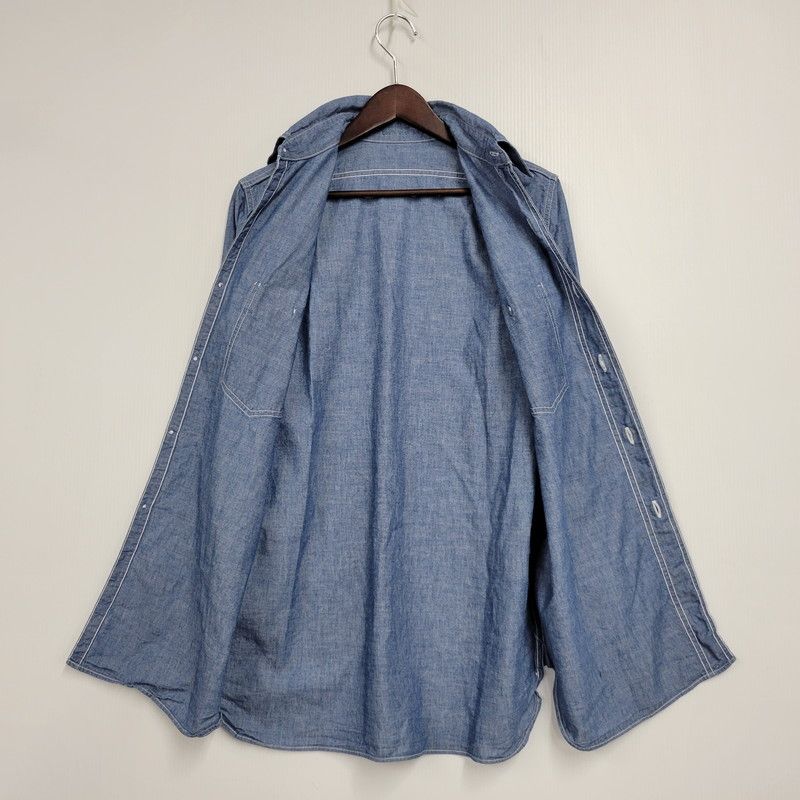 もん 中古品】 U.S.NAVY ユーエスネイビー M-43 LS CHAMBRAY SHIRT
