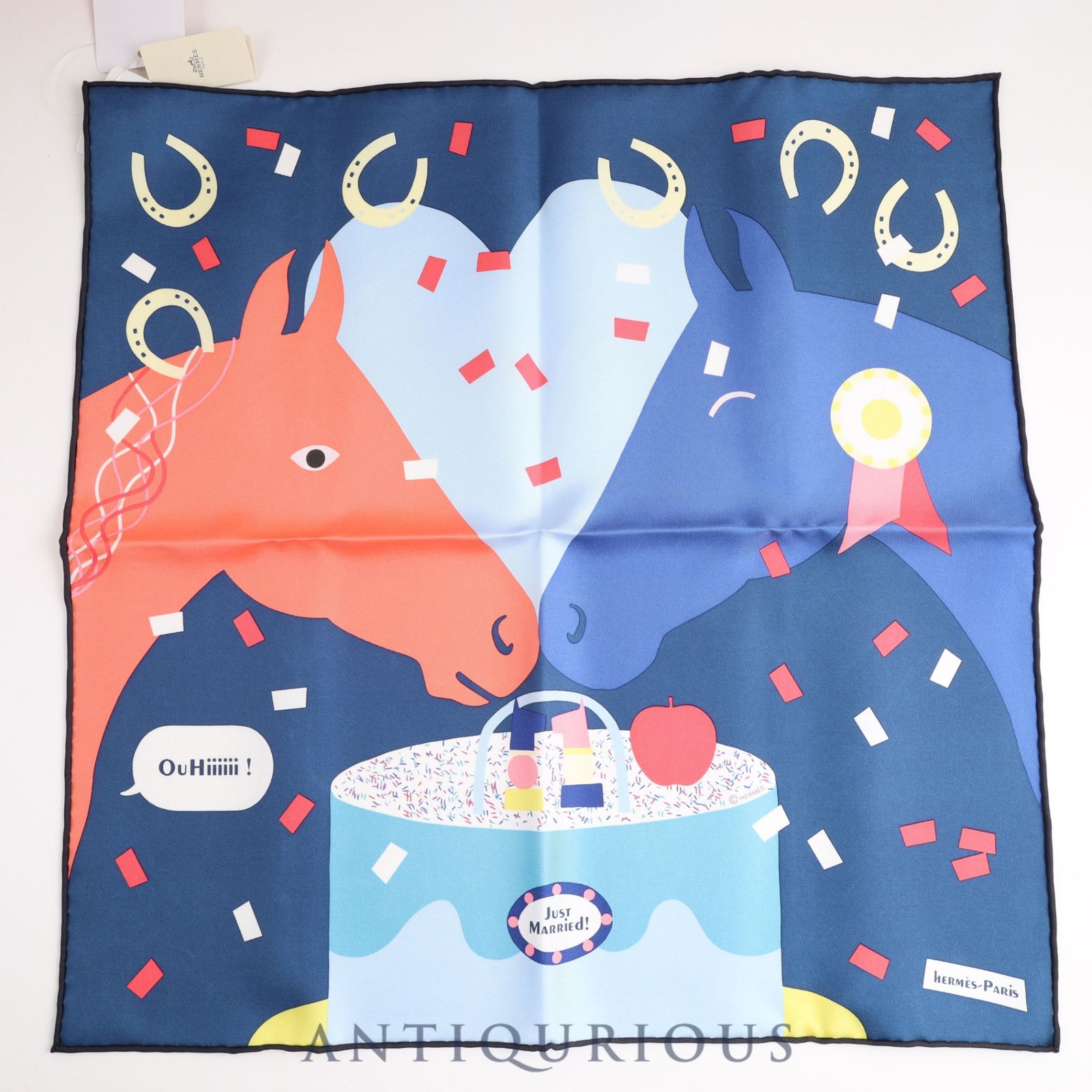 HERMES エルメス スカーフ CARRES45 カレ45 ガヴロッシュ ホースハート just married! SILK100% 箱 - メルカリ