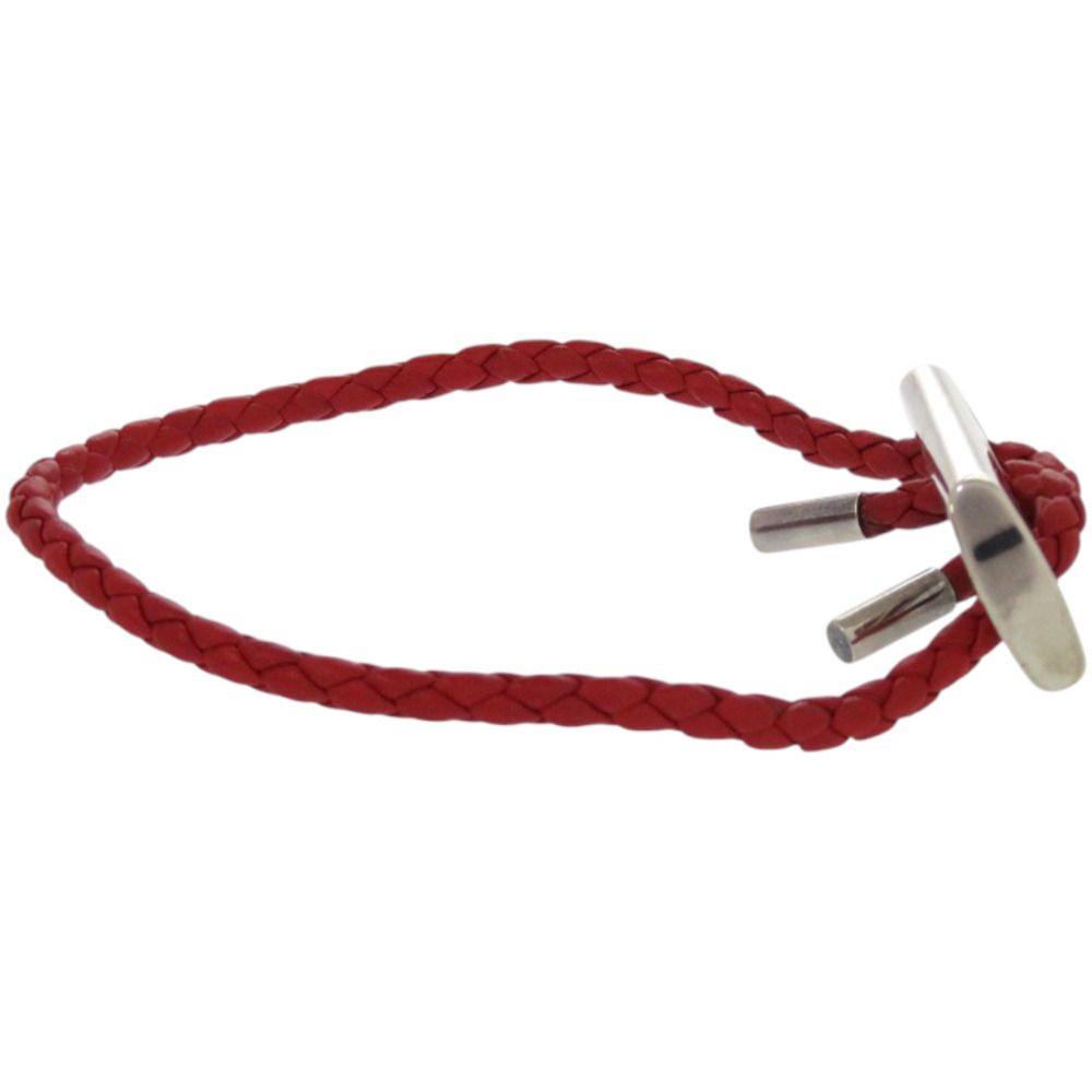 ✨HERMES✨エルメス✨ブレスレット✨エマイユ✨シルバー/赤✨箱・付属品付き✨ 美品 エルメス シルバー925 レザー シルバー金具 レッド 赤