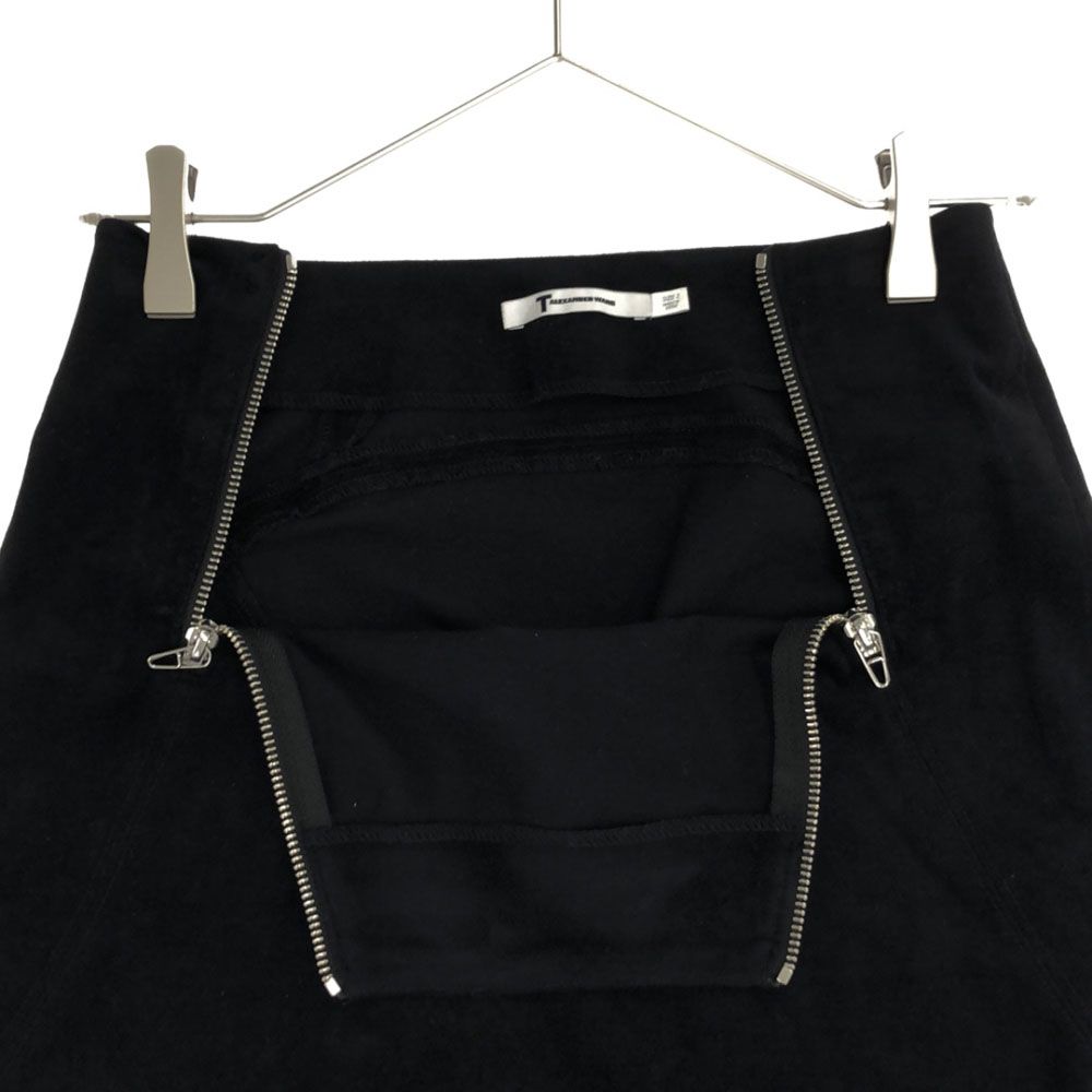 alexanderwang 黒 タイトスカート ジッパー付き アレキサンダーワン ミディ丈 フロントツージップ タイト