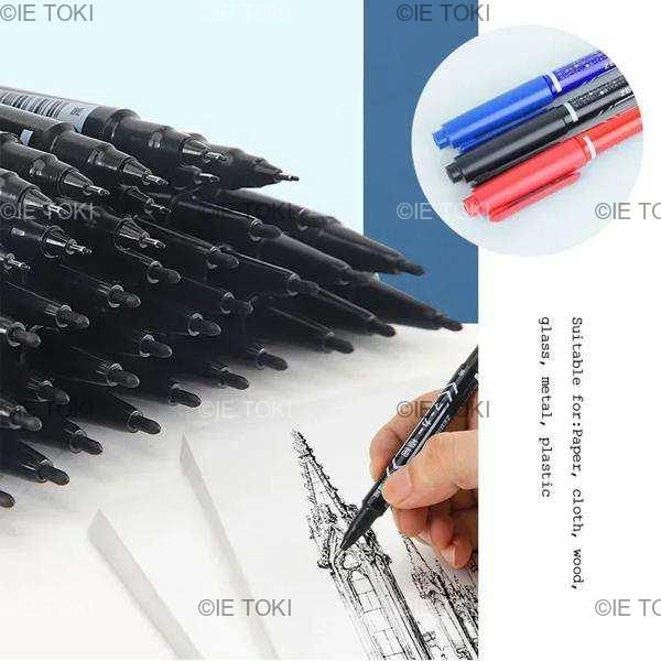 5/10 個ツインチップ油性マーカー黒/青/赤オイルマーカーペン